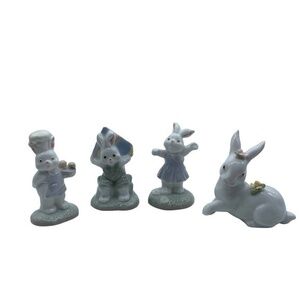 Enesco 4 Pieces Bunny Porcelain Figurines Set